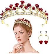 Rose Tiaras Bridal Wedding Queen Crowns Gold Flower Baroque Princess Crown Pearls Crystal Gold He...