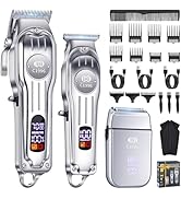 CIICII Mens Hair Clippers and Trimmers Set, Professional Cordless Barber Clippers for Hair Cuttin...