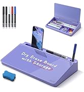 SELEAD Desktop Glass Whiteboard with Storage, Small Dry Erase White Board Computer Pad Keyboard S...