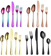 A · HOUSEWARE 240 Piece Silverware Set for 48 People Stainless Steel Flatware Cutlery Set Wide Ro...