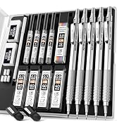 Nicpro Metal Mechanical Pencil Set, 5 PCS Art Drafting Pencils 0.3, 0.5, 0.7, 0.9 mm &amp; 2mm Graphi...