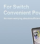 Partial view of a device, likely a power bank for Nintendo Switch. Text mentions 'Convenient Power'.