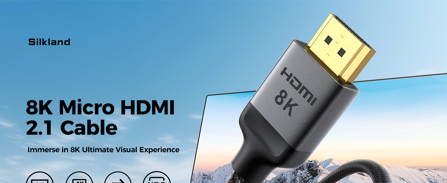 8K Micro hdmi 2.1 Cable,Immerse in 8K Ultimate Visual Experience