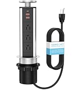 Pop Up Outlet with USB C and 2 USB A Fast Charging Port, 3 AC Outlets - Countertop Outlet Flush M...
