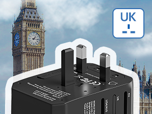 Type G UK Travel plug adapter. For Uk, Dubai, Hong Kong Ireland Scotland and many more