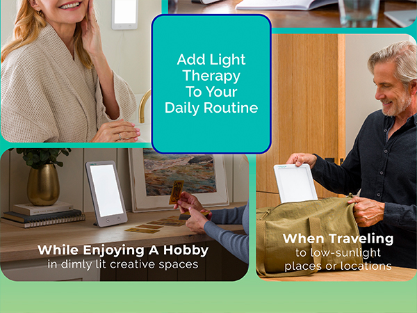 uv-free, light therapy lamp, full spectrum, brightness settings, countdown timer, slim, thin, bright