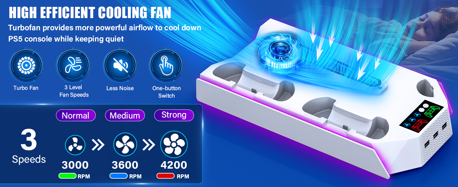 ps5 fan cooling fan with controller charger