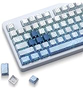 XVX PBT Keycaps - Side Print Keycaps, Shine Through Custom Key caps 75 Percent, Topographic Keyca...