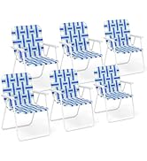 Giantex Beach Chairs Set of 6, Patio Folding Lawn Chairs for Adults, Outdoor Webbing Chair w/Stee...