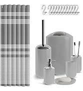 Britimes Bathroom Accessory Sets, 19PC Shower Curtain Set, Shower Curtain Set with Trash Can, Soa...