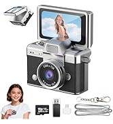 Mini Keychain Camera, 1.47" IPS Flip Screen Retro Digital Camera Pocket-Sized with Adapter and 16...