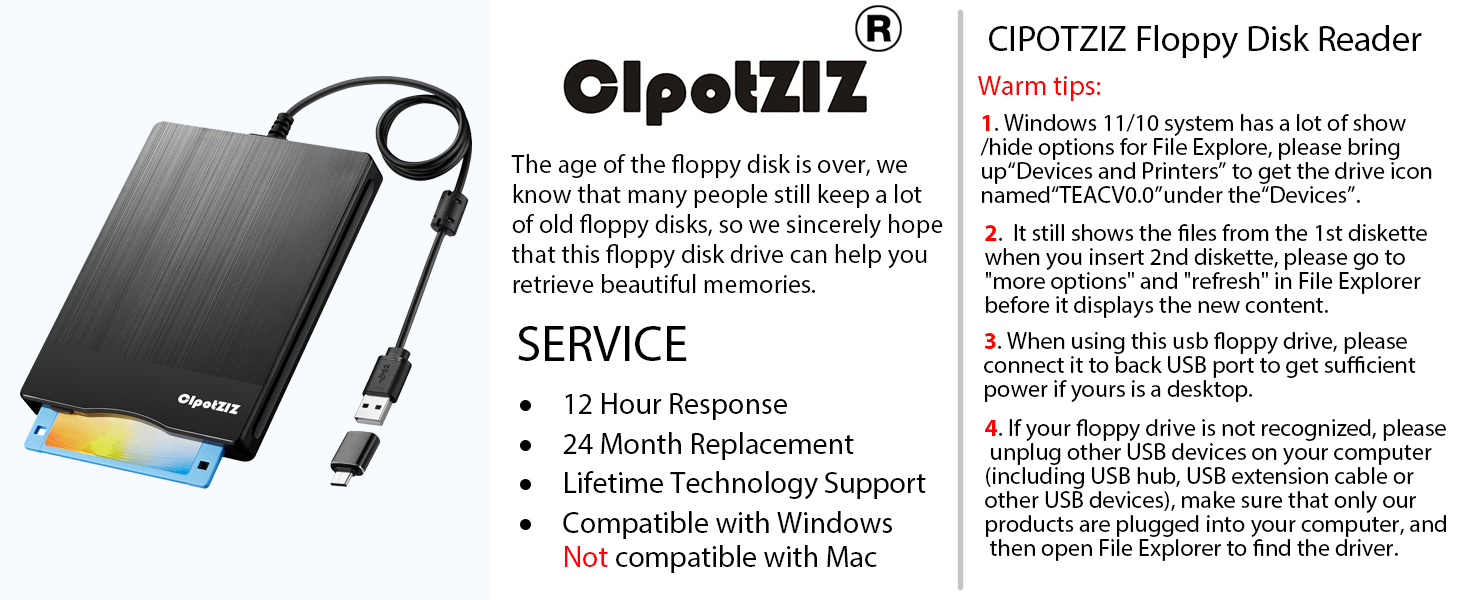 Portable External Floppy Disk Reader