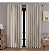 THAIGEE Faux Linen Blackout Curtains for Bedroom 84 Inches Long, Thermal Insulated Light Blocking...