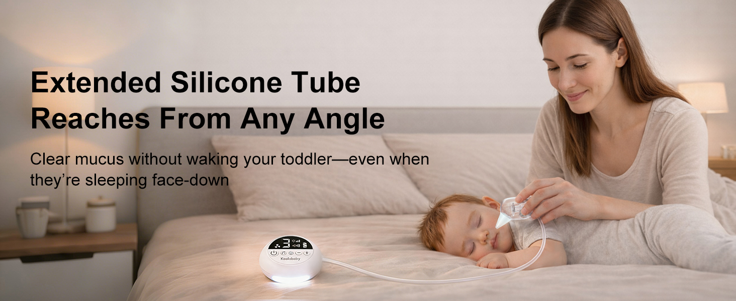 nasal aspirator with extended silicone tube