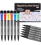Lemical Magnetic Dry Erase Markers 12 Colors Magnetic White Board Markers Erasable Fine Tip Marke...