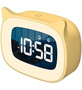SMOUPING Kids Alarm Clock with Night Light &amp; 18 Ringtones,Rechargeable,Cute Cat Ear Clock for Boy...