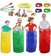 28PCS Potato Sack Race Bags, Egg and Spoon Race, Carnival Games 3-Legged Relay Race Bands, Outdoo...