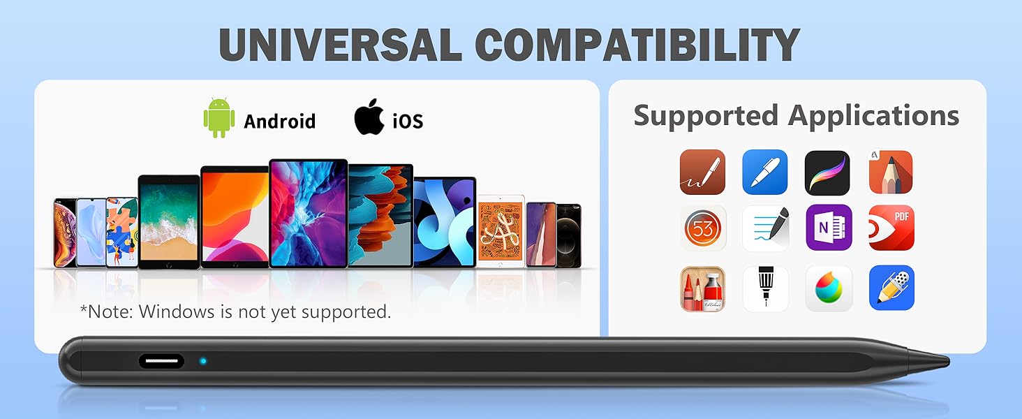 Stylus Pen, Stylist Compatible for iOS/Android Touchscreens/Phones, Rechargeable Stylus Pen