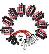 BANG4BUCK 8Pcs Ignition Coils Pack Square Type UF271 D581 + 8Pcs 8mm Spark Plug Wires Set High Vo...
