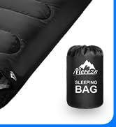 MEREZA Flannel Sleeping Bag for Adults Mens with Pillow, XL Cold Weather Sleeping Bag for 30 Degr...