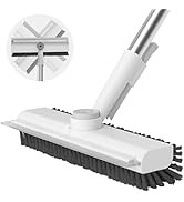 AIR U+ Floor Scrub Brush with Long Handle, 3 in 1 Scrape and Heavy-Duty Stiff Bristle Scrubber Br...