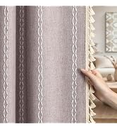 XOGUIBO Purple Boho Blackout Curtains 2 Panels 84 Inch for Living Room Bedroom, Purple Linen Text...
