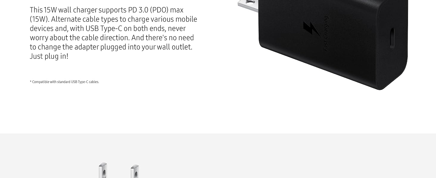 Samsung 15W Power Adapter With USB Cable Black