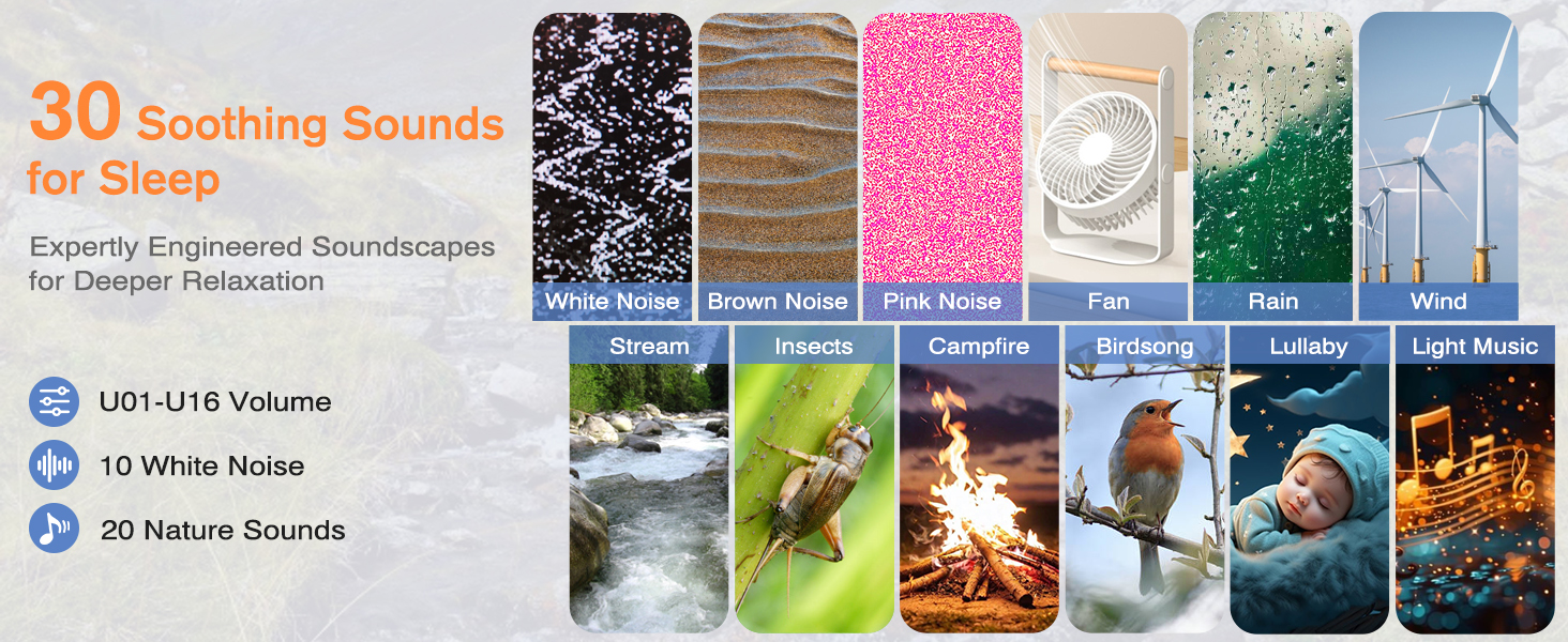 sound machine alarm clock with 30 soothing sounds for sleep