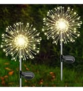 Solar Garden Lights Outdoor, 2 Pack 120 LED Twinkling Solar Firework Lights Decorative with 2 Mod...