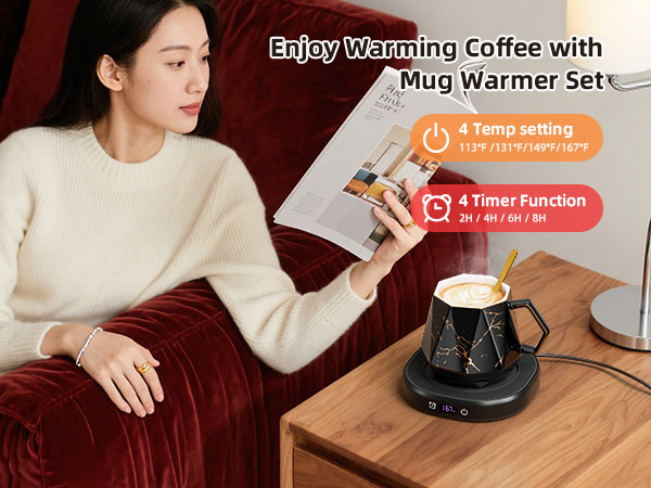 coffee warmer with mug set