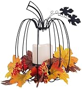 NEEDOMO Fall Pumpkin Tealight Candle Holder, Black Wrought Iron Pumpkin Shape Votive Candle Holde...