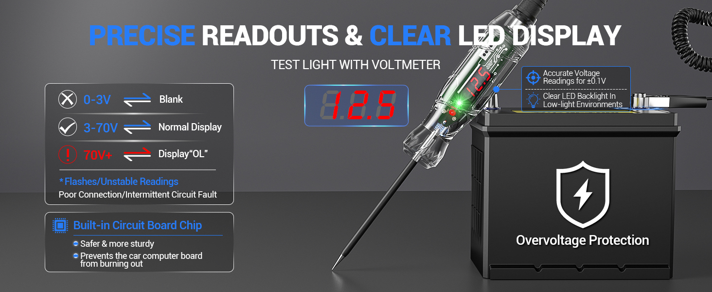 dc 3-70v test light with voltmeter