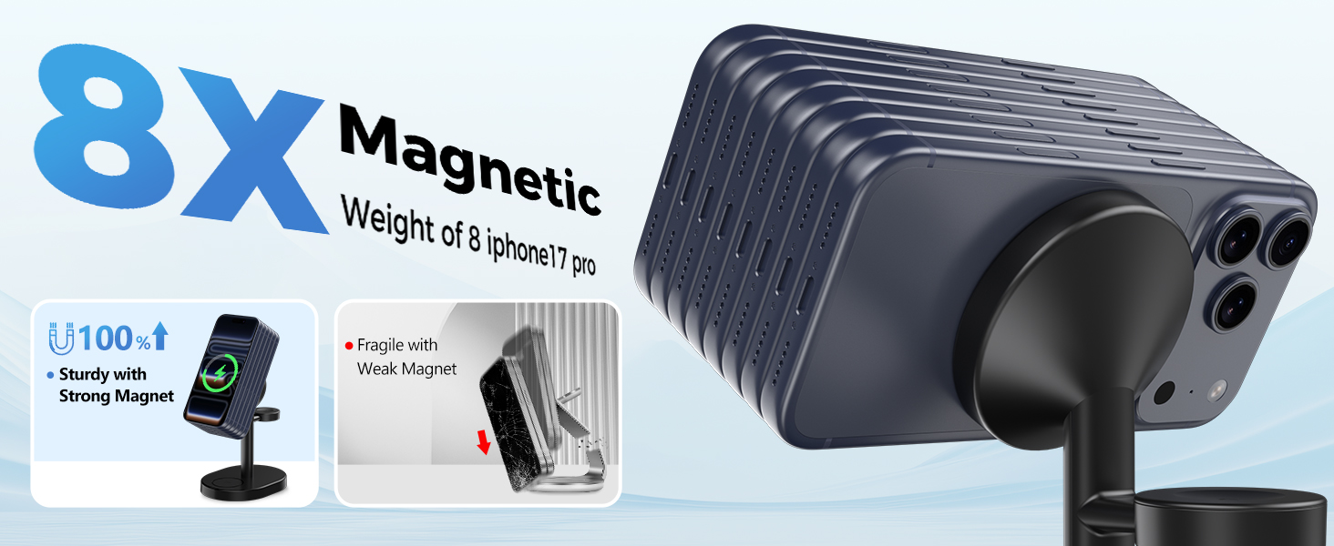 magsafe charger stand 3 in 1 magnetic wireless charging station apple watch iphone 17 16 15 airpods