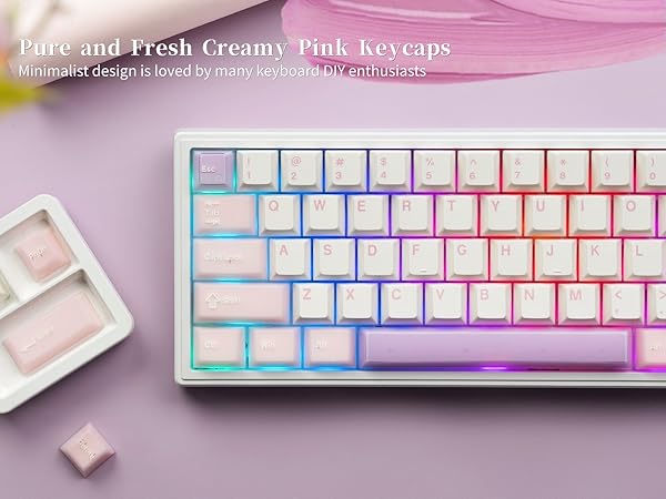 Mechanica Keyboard Keycaps Pink, Jelly PBT Keycaps, Translucent Jade Keyboard Key caps