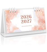 Zuozee Small Desk Calendar 2026-2027, Pink Monthly Desktop Calendar - Runs From January 2026 Unti...