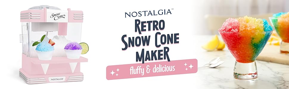 nostalgia retro snow cone maker fluffy and delicious