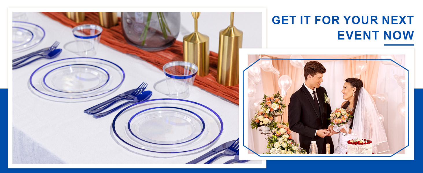 blue plastic dinnerware set