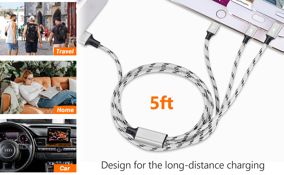 Travel Essentials, 3 in 1 USB C Cable for Apple