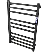 XBVV Black Towel Warmer Rack for Bathroom with Timer/Fahrenheit Display Electric Heated 10 Bars D...