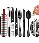 Portable Travel Utensils Set, Travel Camping Cutlery Set, Reusable Stainless Steel Flatware Set w...