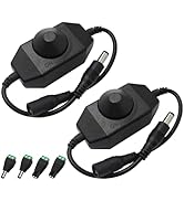 HayEastdor 2PCS LED Strip Light Dimmer Switch Cable with Power Jack Adapter Connectors(2 x Male +...