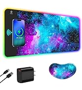 ToLuLu Wireless Charging RGB Gaming Mouse Pad, 15W LED Mouse Mat with 30W Charger, 14 Light Modes...