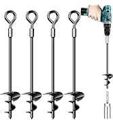 Payivsve Ground Anchors, Heavy Duty Swing Set Anchors, Spiral Earth Anchors for Trampoline, Campi...
