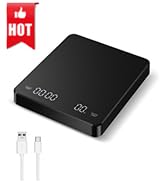 Olipiter Digital Coffee Scale with Timer, Drip Espresso Scale 3kg/0.1g High Precision, Rechargeab...