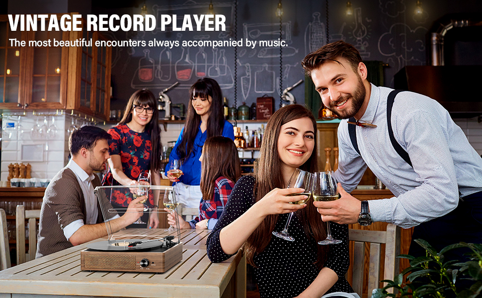 Portable Vintage LP Player Retro Records Turntable for Vinyl Records