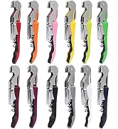 RECUTMS 12 Packs Corkscrew Wine Opener Stainless Steel Fold Beer or Bottle Opener Serrated Foil C...
