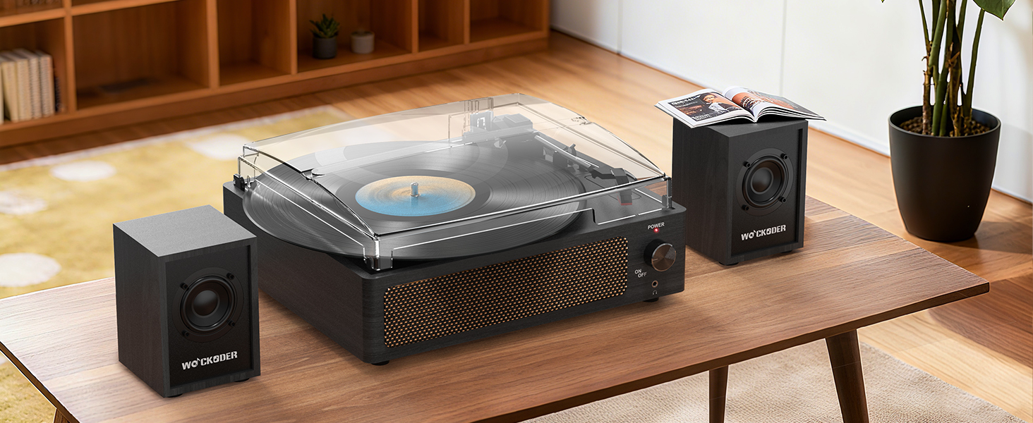 turntable for vinyl records with speakers