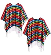 Frcctre 2 Pack Mexican Serape Poncho for Adults, Cinco De Mayo Serape Poncho Mexican Theme Party ...