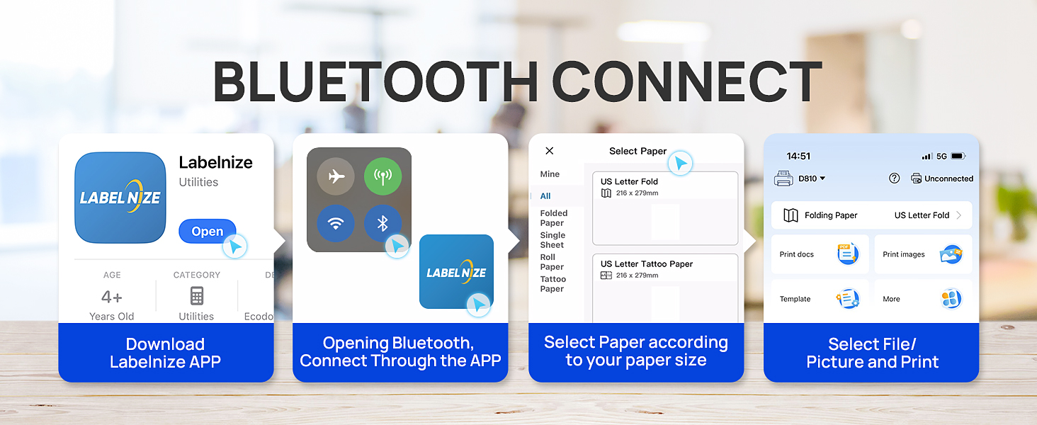Printer Portable printer thermal printer inkless printer wireless printer