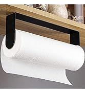 YIGII Black Paper Towel Holder Wall Mount - Under Cabinet Self Adhesive Paper Towel Rack for Kitc...